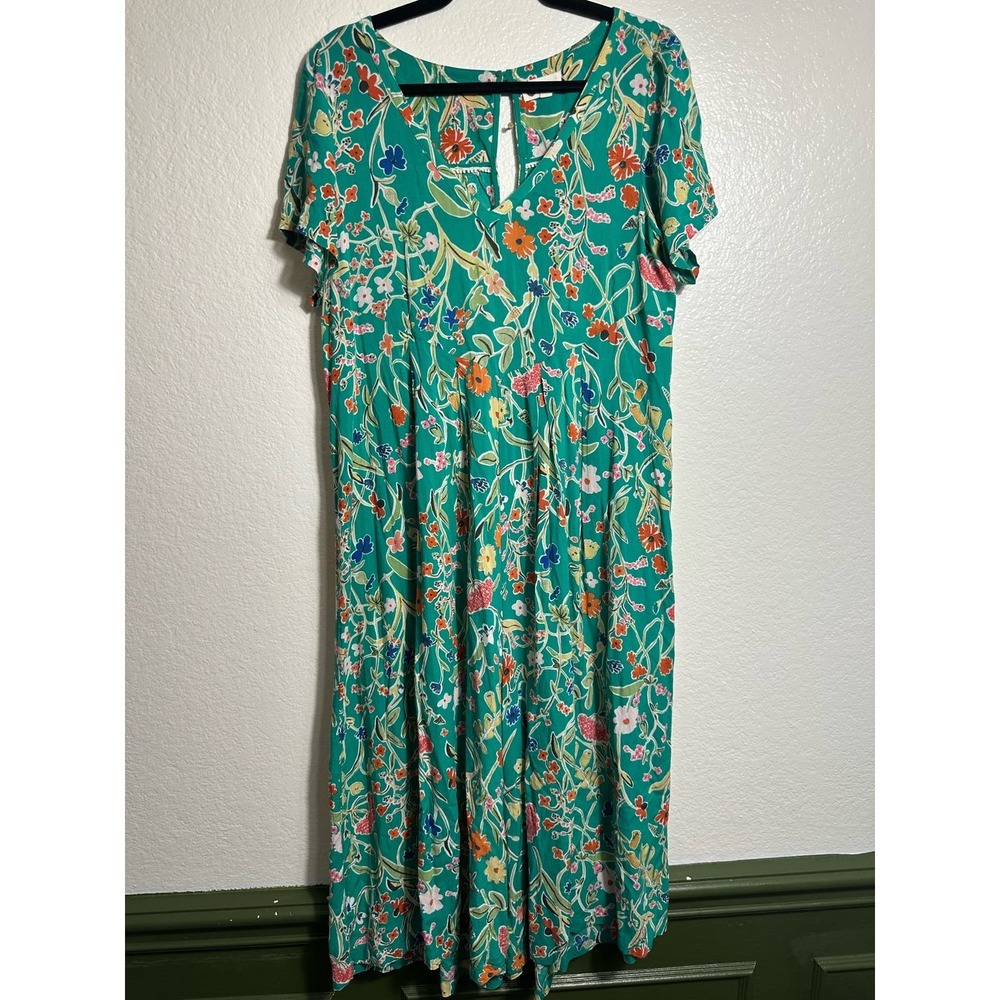 Floreat Teal Floral Midi Jumpsuit with Multicolor Print
